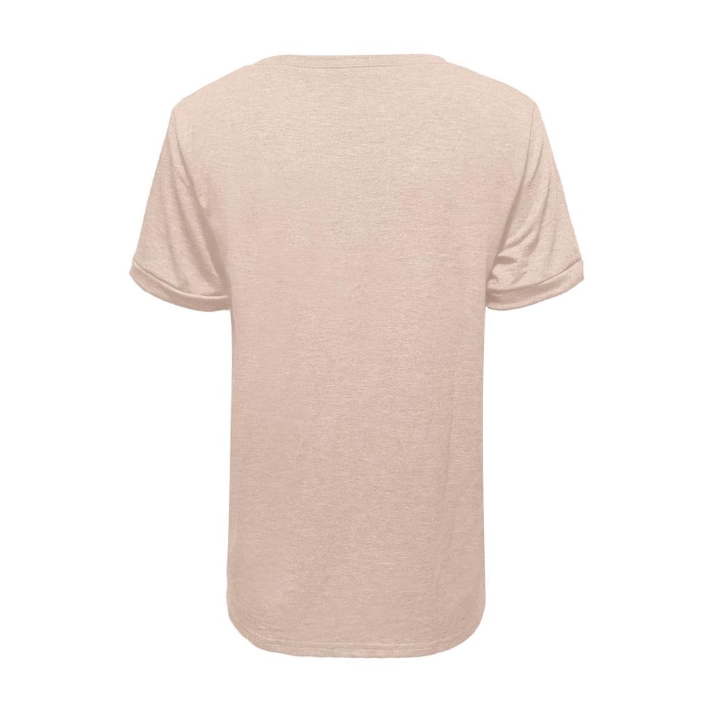 Women's Fashionable Casual Summer V-neck Button Short-sleeved Top