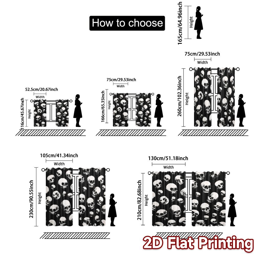 2 шторы с 2D плоской печатью (Без Рода) SkullScatter Шикарная Ткань для Штор Универсальная Полиэстеровая Ткань Шторы Подарки Идеальные