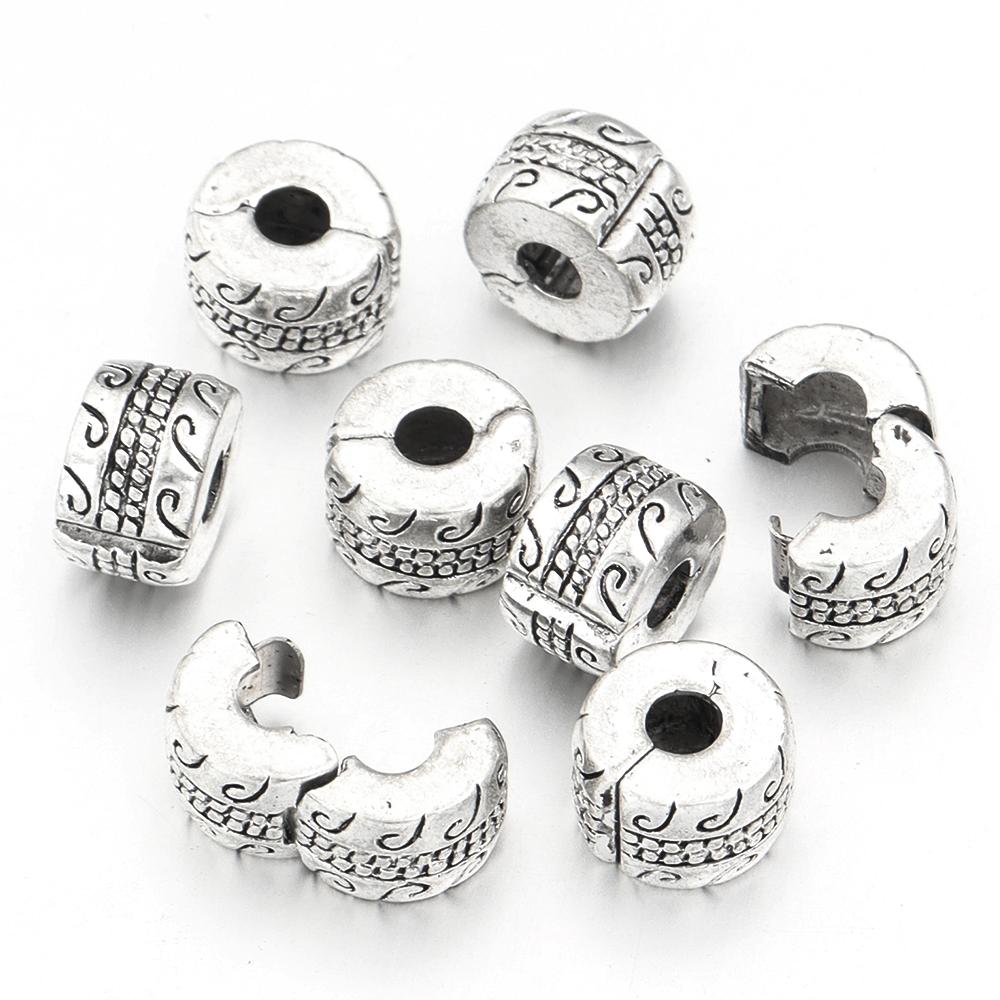 5 шт. Позиционирующая пряжка, несколько стилей, Древнее серебро, Фиксирующий зажим, Бусины-разделители с большим отверстием для изготовления ювелирных изделий, DIY Браслет, Ожерелье