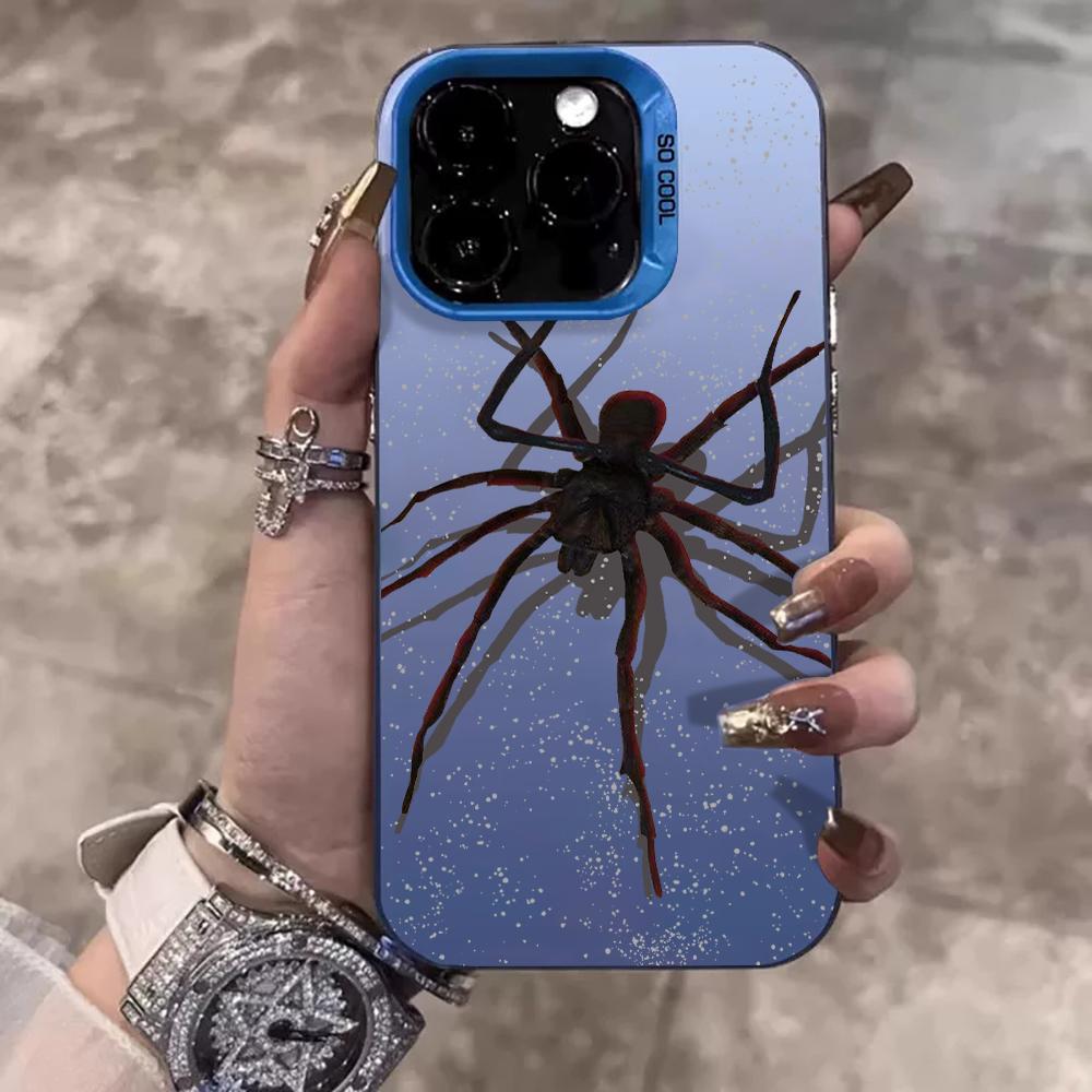 Черный Паук Мультяшный Крутой Чехол Для Телефона Для iPhone 17 Pro Max 17e 16e 15 17 Air 14 13 12 11 Pro Max 8 Plus X IMD Ударопрочный Чехол