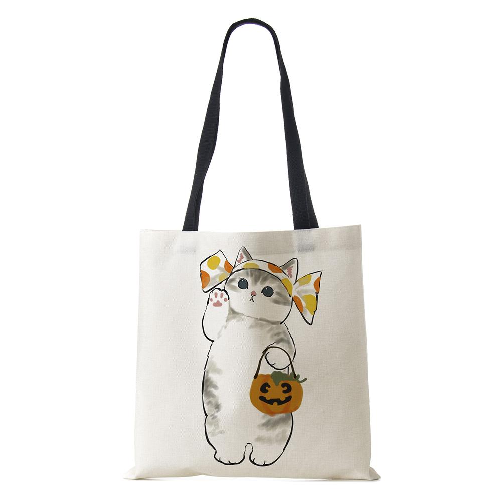 Сумка на плечо с рисунком собаки, винтажная женская многоразовая холщовая сумка-тоут в стиле Харадзюку, Повседневная складная сумка для покупок, 2022 г.