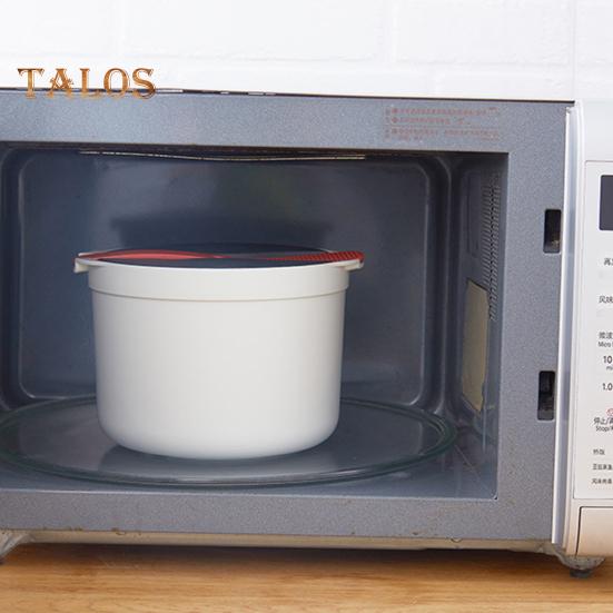 1 Set Microwave Rice Cooker Double Layer Storing Plastic Practical Portable Steaming Pot Lunch Box with Spoon Kitchen Cookware