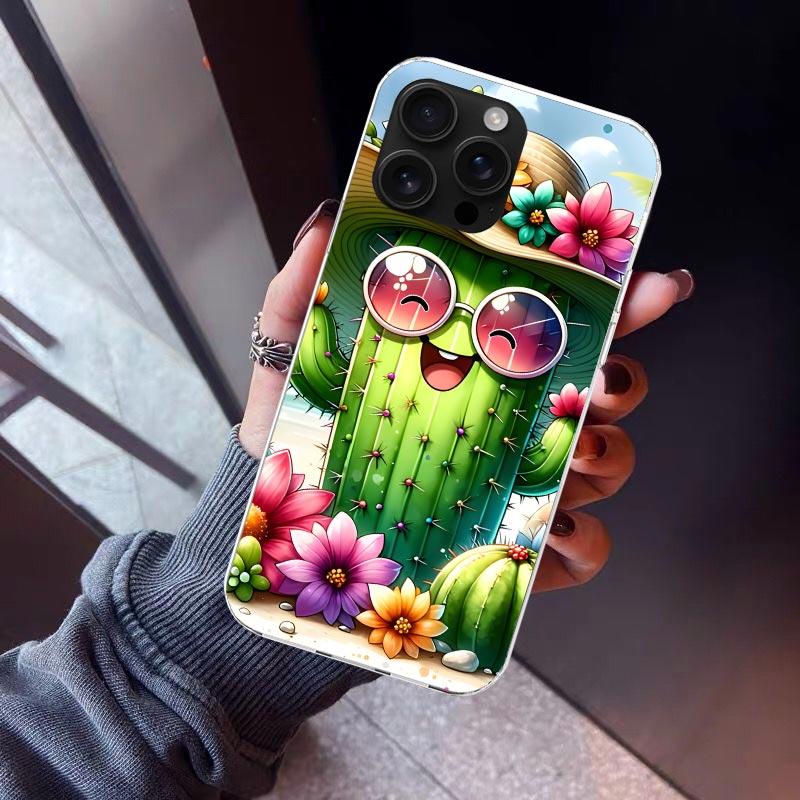 Cartoon Plant Cactus Phone Case For iPhone 17 Air 16 15 Pro Max 14 Plus 13 Mini 12 11 Cover 7 8 SE Silicone Shell Print Fundas 1