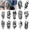 Set Water Transfer Tattoo Wolf Owl Black Animal Simulation Tattoo Party Tattoo Sticker