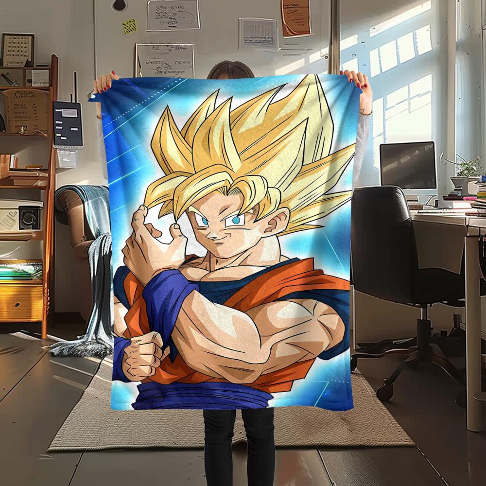 Фланелевое одеяло с принтом персонажей Dragon Ball, Высококачественное, Удобное для всех сезонов, Декор для дома, Тепло и уют, Идеально для рождественских подарков