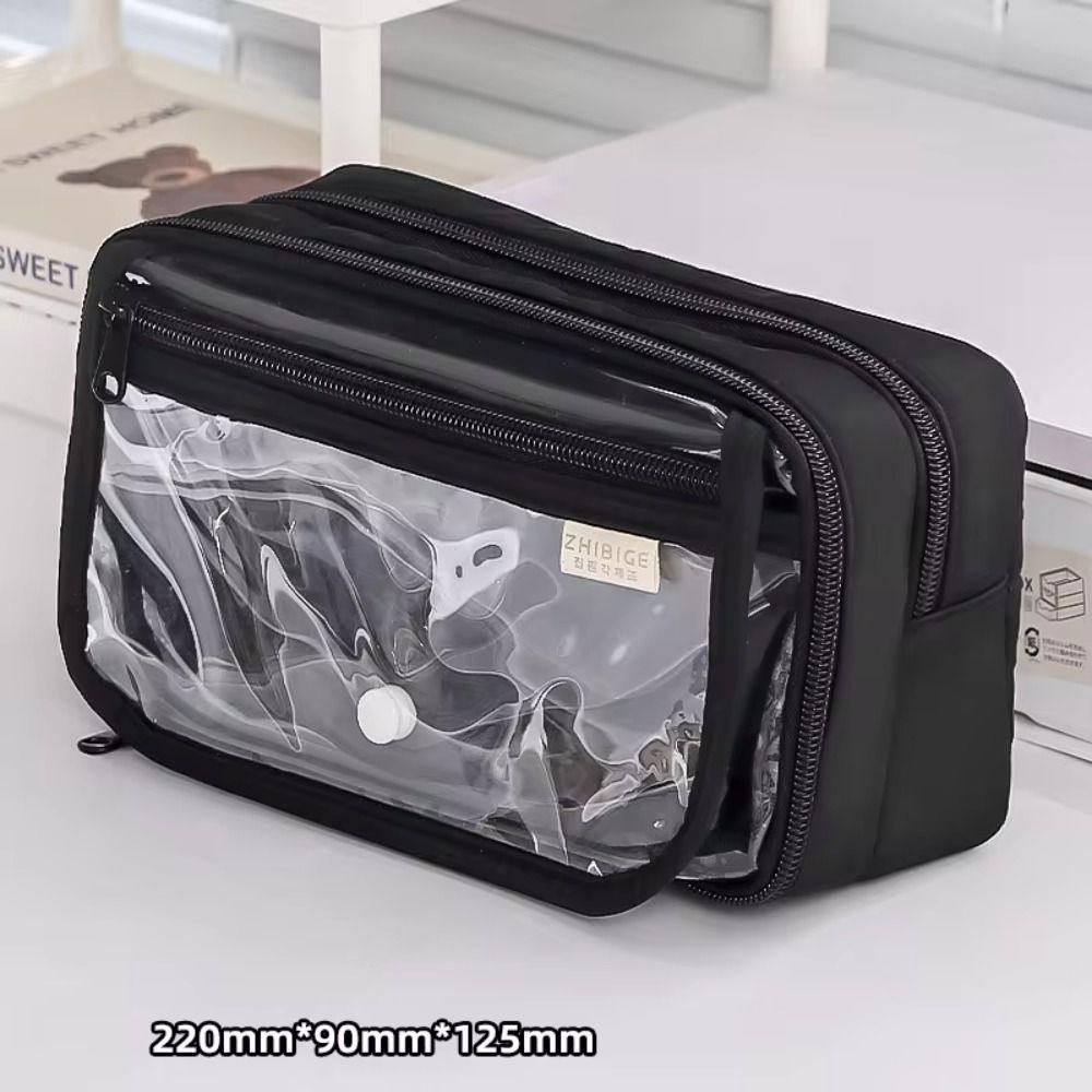 Multi-layer Transparent Pen Bag Large Capacity Stationery Box Transparent Pencil case Students