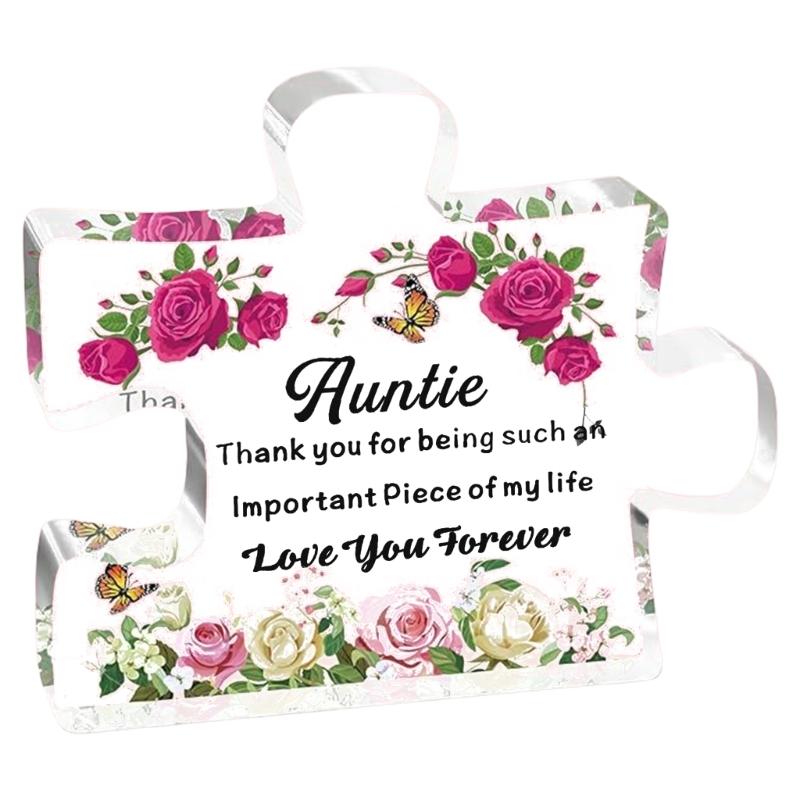 Gifts for Mom Unique Mothers Day Engraved Acrylic Puzzle-Shape Plaque Desk Decoration Gift for Mom Birthday Christmas