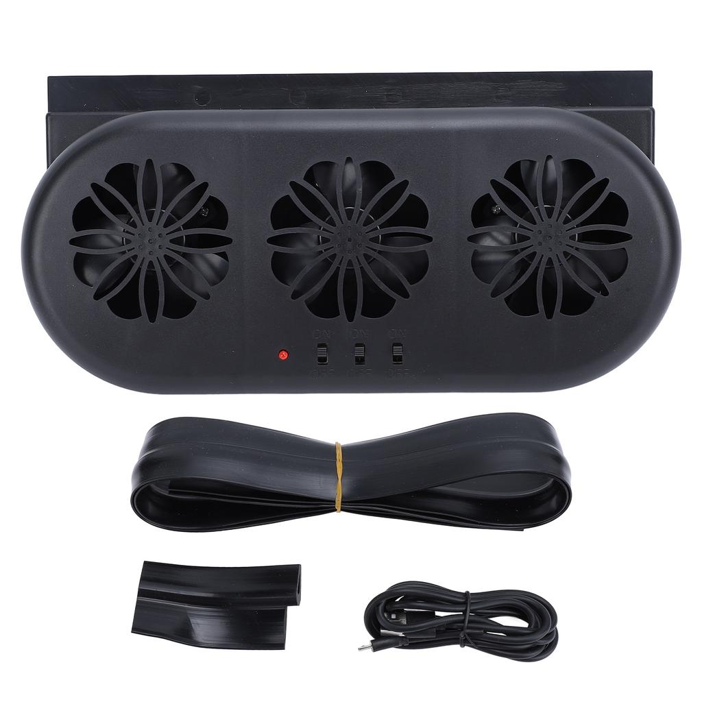 Car Air Vent Cooling Fan SUV Window Cooler 3 Outlet USB Plug in Circulation Exhaust Smoke