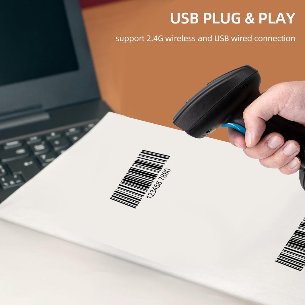 1D 2D Barcode Scanner Handheld USB Wirelss Bar Code Reader Manual Trigger/Auto Continuous Scanning