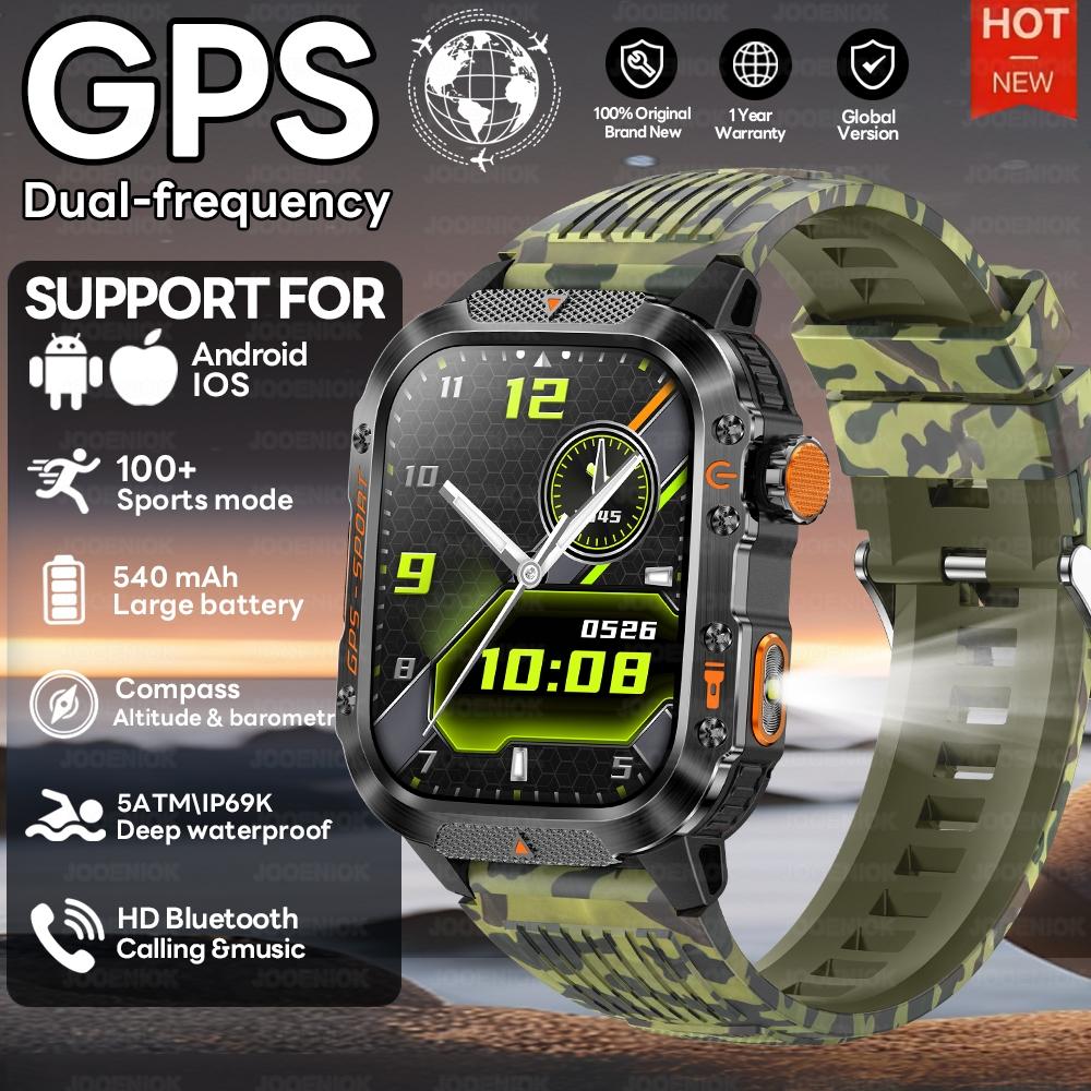 Новые спортивные смарт-часы с двухдиапазонным спутниковым GPS для мужчин, AMOLED HD-экран, пульсометр, компас, водонепроницаемость 10 ATM, для плавания