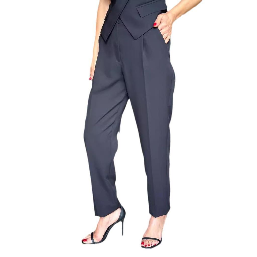 Комплект из европейского и американского жилета и длинных брюк без рукавов 2024 года - Женская весенне-летняя мода