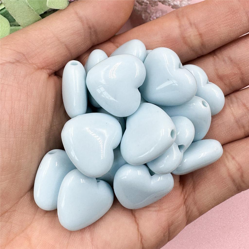 Home Party Supplies for Necklace Earrings Making Fashion 20pcs/bag DIY Handmade Materials 18.8*17.2mm Acrylic Heart Beads Solid Color
