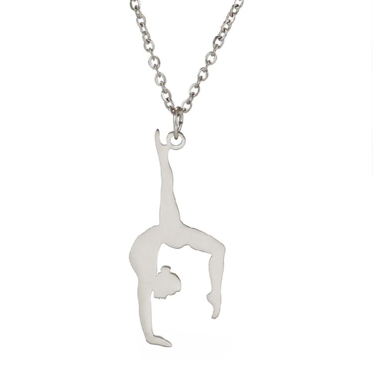 Высокополированное Нержавеющее Стальное Ожерелье для Женщин с Подвеской Гимнастка Ожерелье Аксессуар для Украшений Ежедневное Повседневное Использование