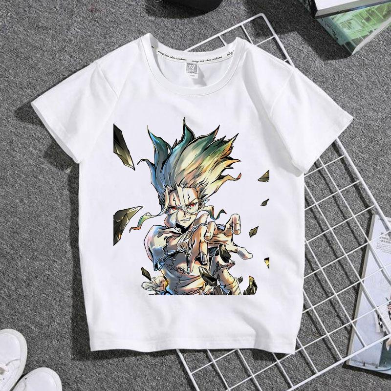 Модная детская футболка с рисунком Stone Era Dr Stone и графическим принтом, летние свободные белые женские топы с короткими рукавами, мужские футболки