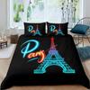 Paris Duvet Cover Set Eiffel Tower Bedding Set French Style Bedding Set Bedclothes Double Queen King Size Polyester Qulit Cover