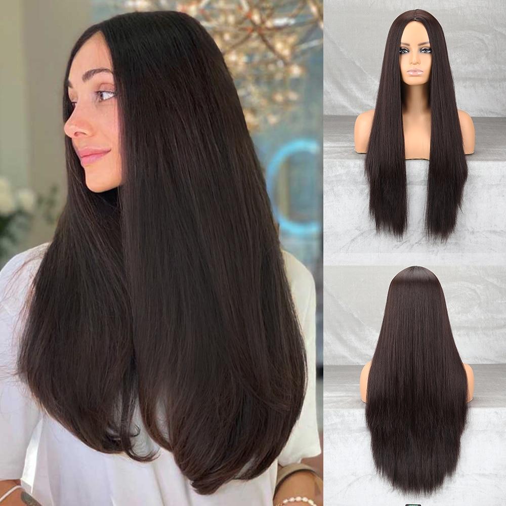 Длинный красный парик, прямой средней части, парик для косплея для девочек, Салли красный, нарядный парик для вечеринки, парик для Хэллоуина, рождественский парик