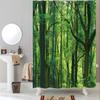 Misty Forest Nordic Style Shower Curtains Set With Hooks Waterproof Green Natural Landscape Home Decoration Bathroom Curtain New