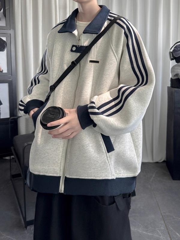 Стильная американская толстовка в полоску большого размера - Унисекс, повседневная, свободная, кардиган