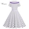 Женское праздничное платье Vinatge, большой подол, контрастный цвет, точечный принт, высокая талия с поясом, молния сзади, короткий рукав, кукольный воротник, 50-е, 60-е годы, выпускной, свадьба, принцесса