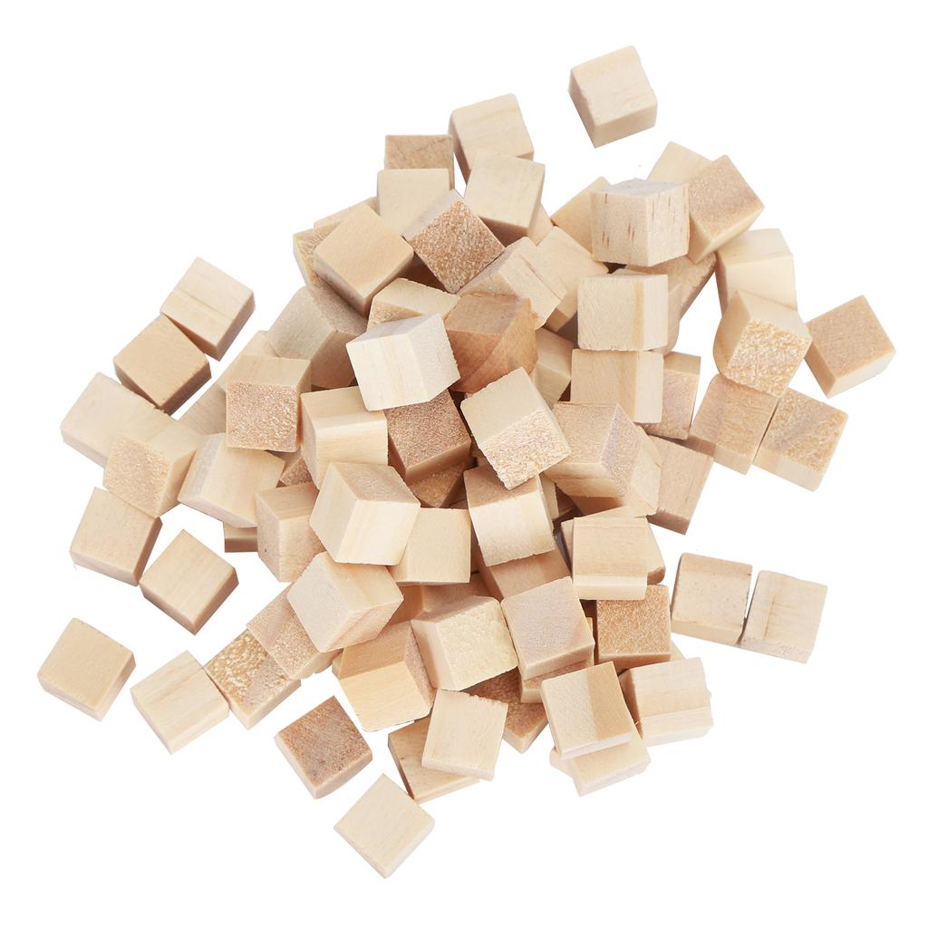 100Pcs Wooden Cubes Pine Square Blank Blocks for DIY Craft Early Childhood Puzzle Toy 10mm