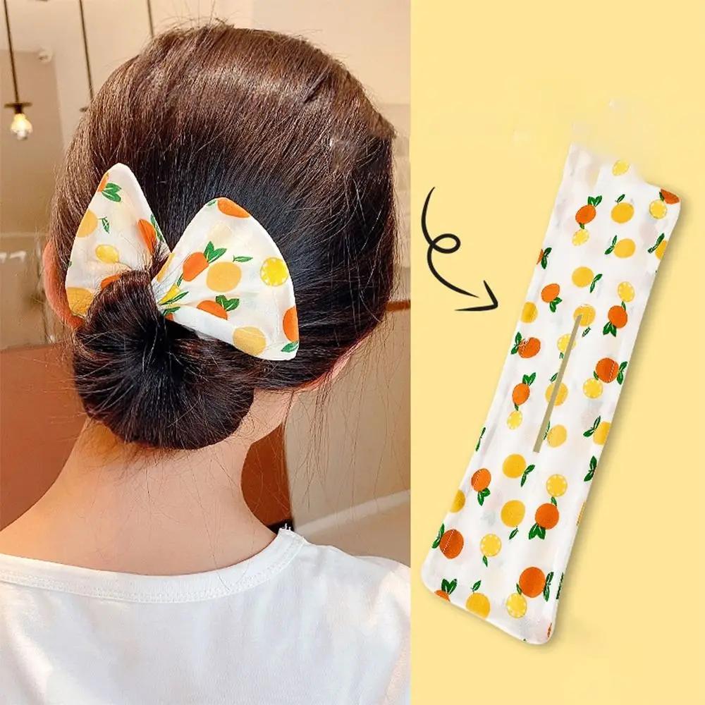 Bun Print Headband Hairpin for Women Girl DIY Cloth Hair Circle Bun Maker Ponytail Holder Headband Curler Hair Accessories