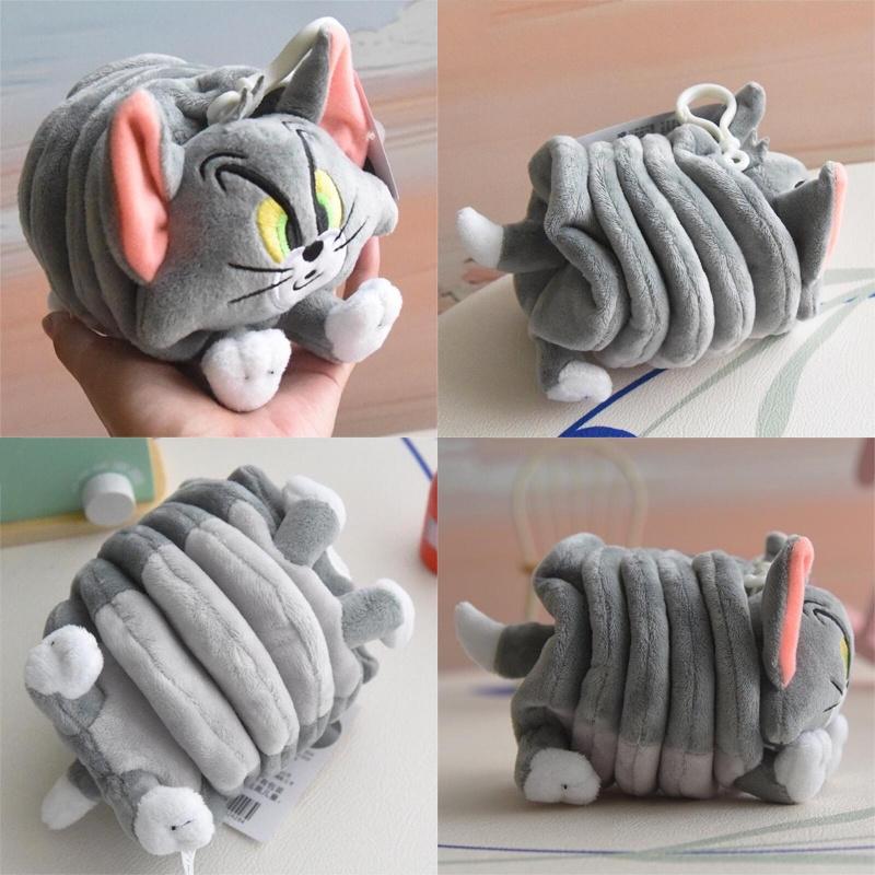 Плюшевая игрушка Hugkis Том Кот, фигурка с вибрирующей пружиной, милый мультяшный кулон-кукла для подвешивания, высота 13 см, авторизованное издание