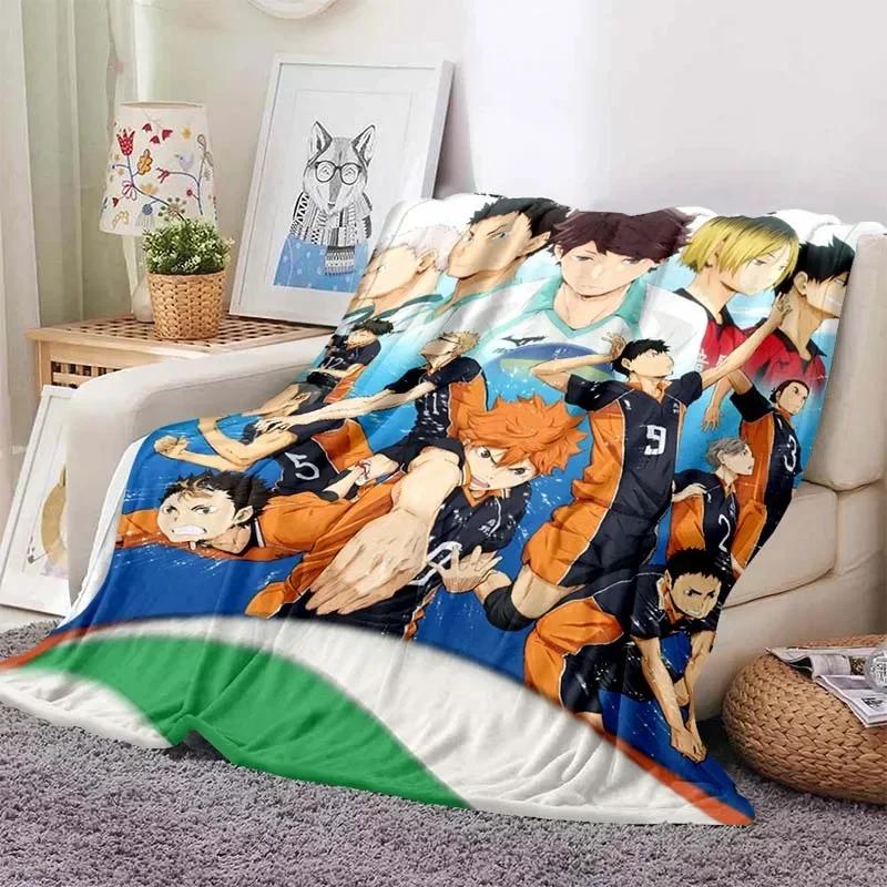 Volleyball Anime Plaid Haikyuu Blankets Coral Fleece Plush Decoration Miya Atsumu Manga Soft Throw Blankets for Bed Travel Quilt