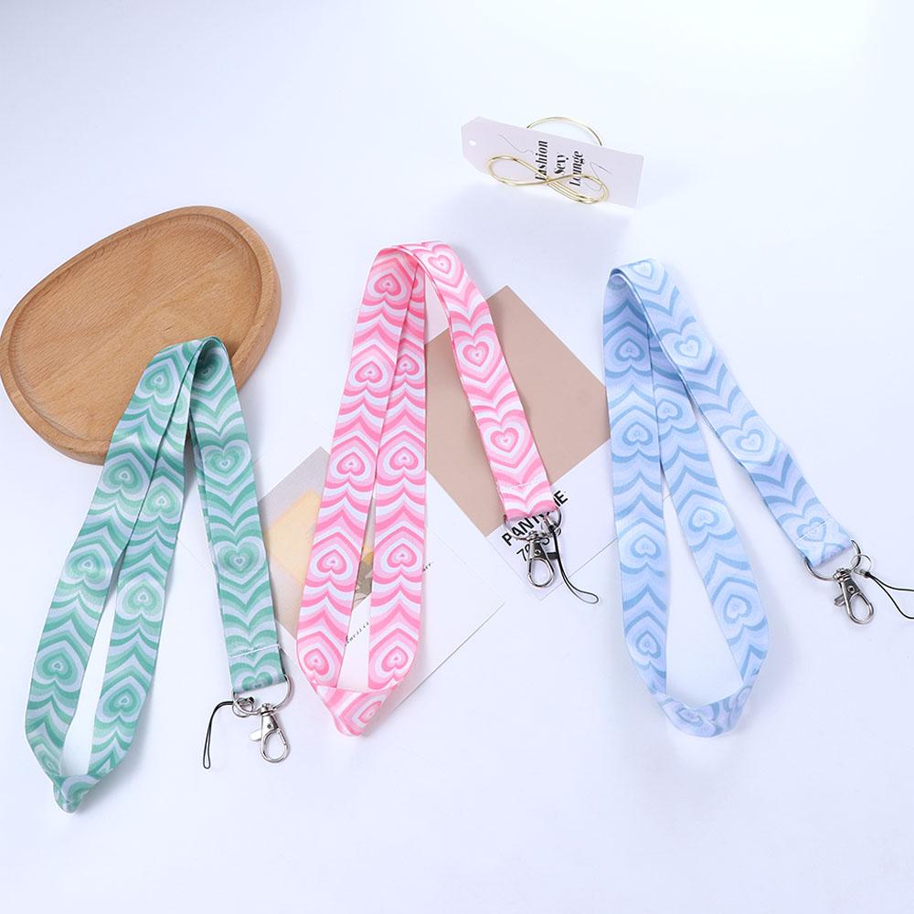 Phone Strap Key Ring Holder Heart Lanyard ID Card Pass Hang Rope Badge Holder Love Neck Strap