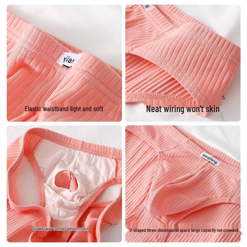 Мужские трусы-слипы в рубчик из хлопка - Сексуальные, дышащие и модные с U-выпуклой вставкой