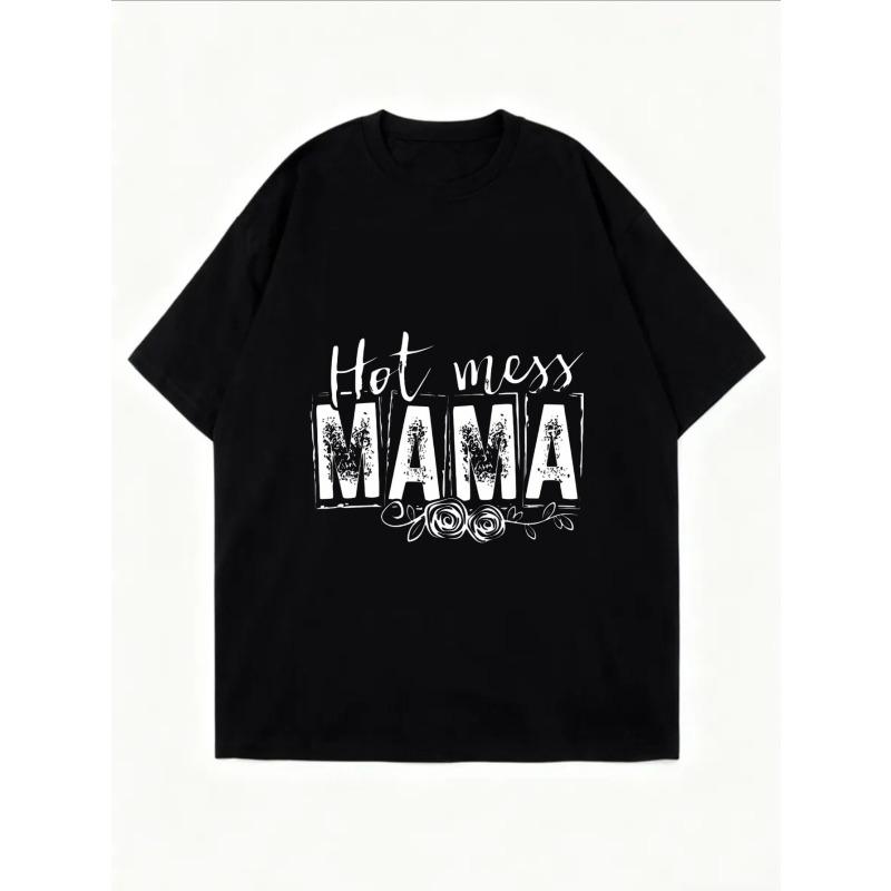 Белая оверсайз футболка с принтом 'Hot Mess Mama' Графическая футболка для повседневной носки и стиля