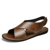New Summer Retro Men Sandals Breathable Genuine Leather Casual Shoes Handmade Outdoor Soft Mens Slippers Men Beach Sandals