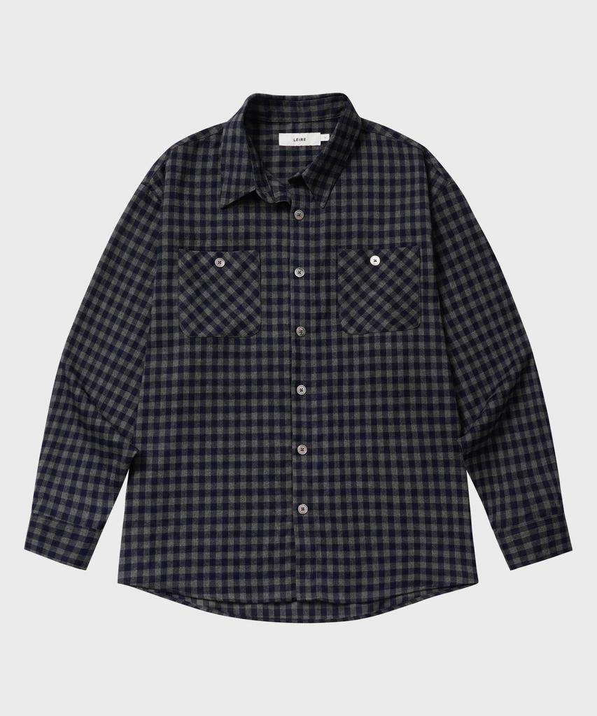 LEIRE Two-Pocket Gingham Check Shirt [Navy]