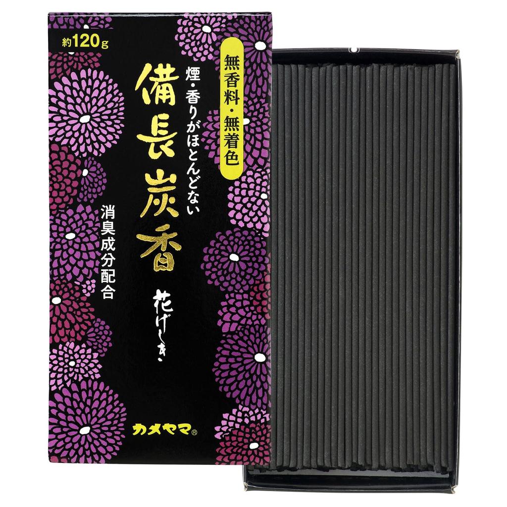 Kameyama Hanageshiki Binchotan 220 incense contains deodorizing ingredients Charcoal, approx. 120g, approx. sticks, sticks, unscented, uncolored,