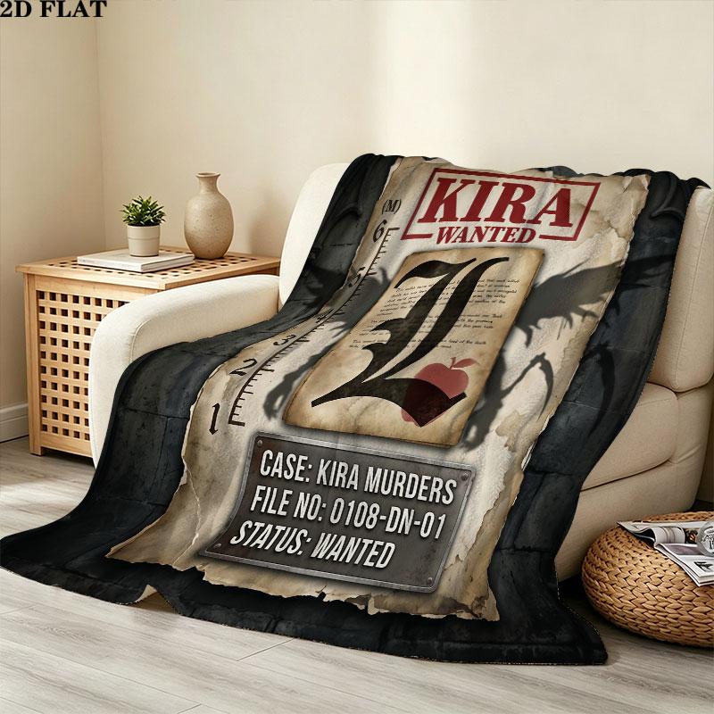 1PC Death Note Patterned Flannel Blanket Suitable For All Seasons For Home Decor Warmth And Comfort Gifts Holiday Present