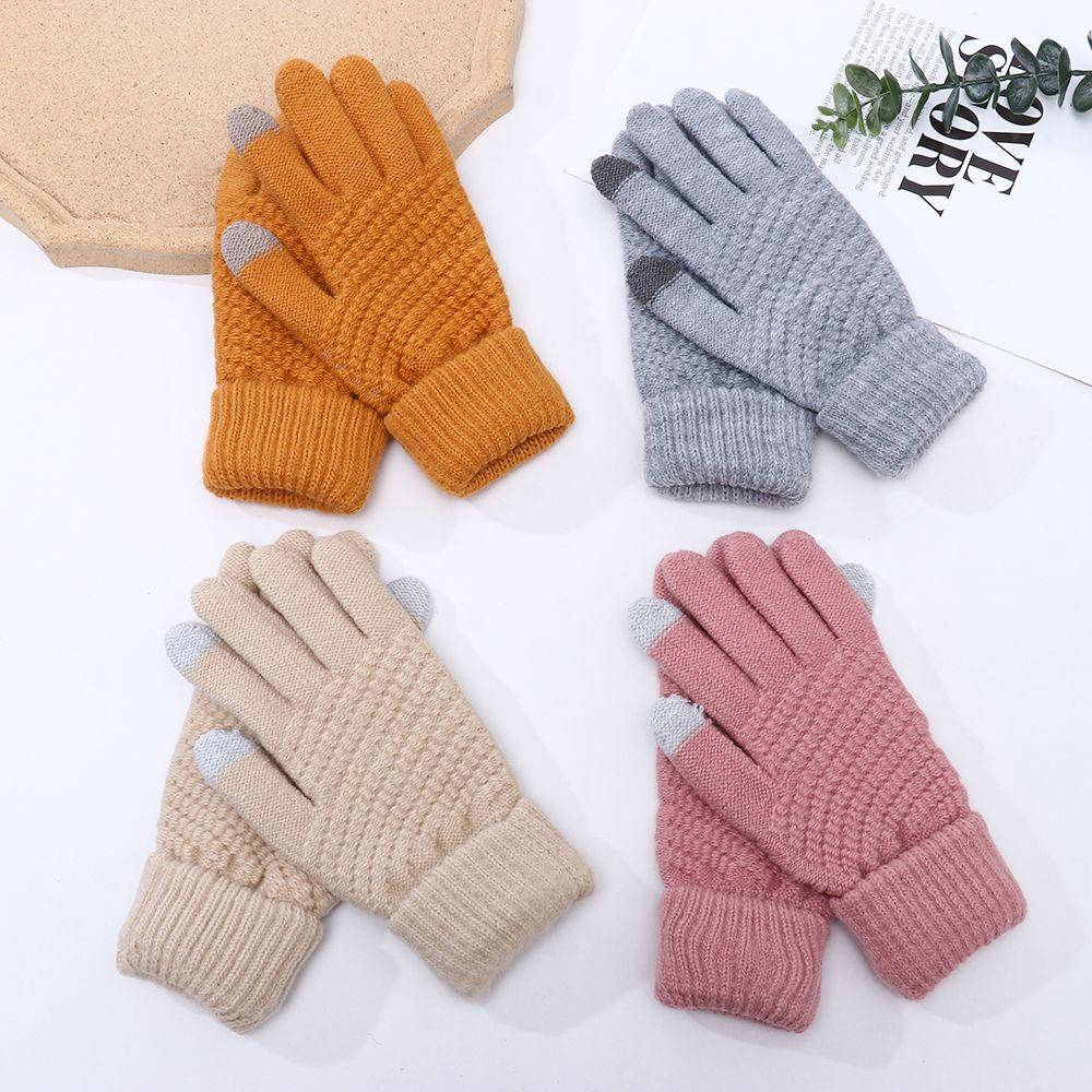 Imitation Cashmere Mittens Winter Warm Full Finger Women Gloves Knitted Wool Mittens Touch Screen