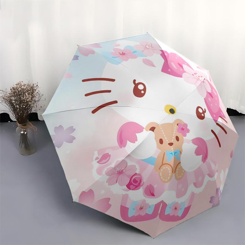 1 шт. Автоматический зонт Sanrio Hello Kitty и с цветочным узором - модный и красивый, портативный 3-складной зонт, подходит для путешествий и на каждый день