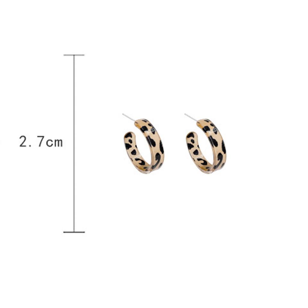 Универсальные темпераментные ретро минималистские простые серьги в форме буквы C с леопардовым принтом для женщин