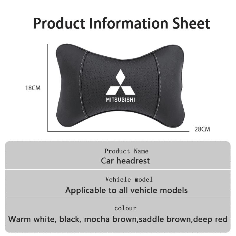 uldf10 Car Seat Headrest Logo Styling Pillow Lumbar Support Auto Interior For Mitsubishi Outlander Eclipse Lancer Pajero ASX Colt I200