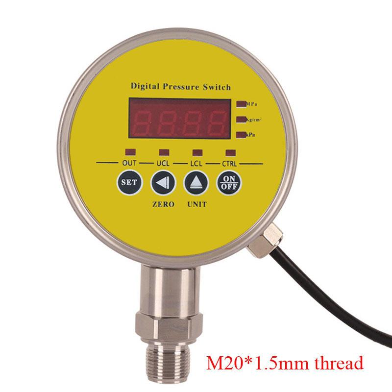DC12V Metal case pressure gauge with relay output 0-0.6Mpa 0.6Mpa - 40Mpa overpressure low pressure digital pressure switch
