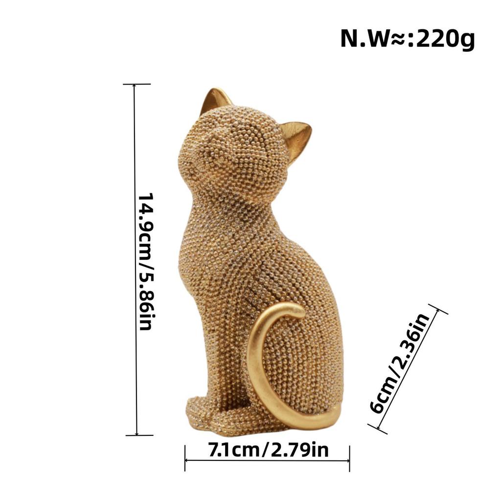 Cat Statue Collectible Tabletop Ornament for Living Room New Year Office