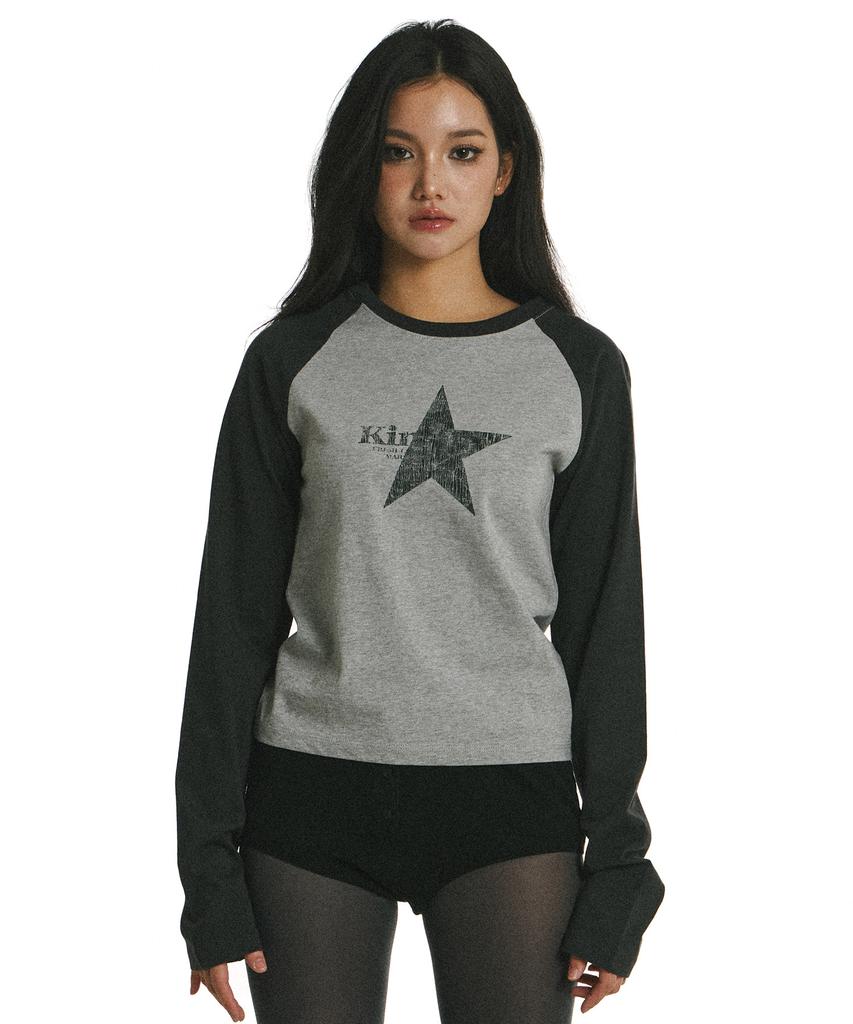 Kimseupeulesikoteunmakes Bam Star Футболка с длинным рукавом реглан Угольный(серый)