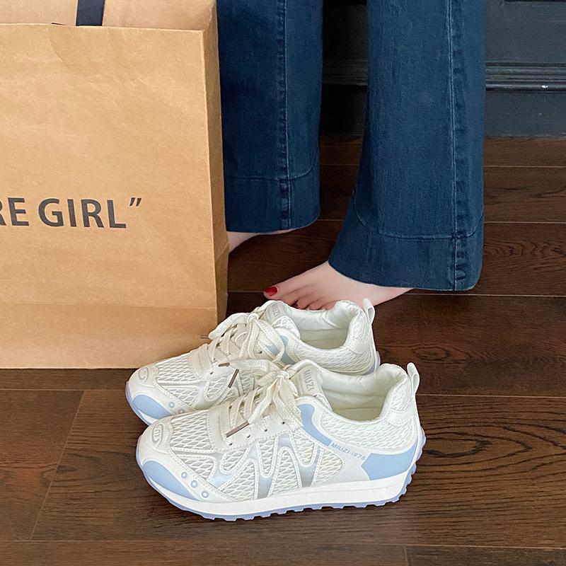 Женские дышащие повседневные спортивные кроссовки, летняя сетка, новинки европейского рынка 2025, модные универсальные кроссовки на толстой подошве