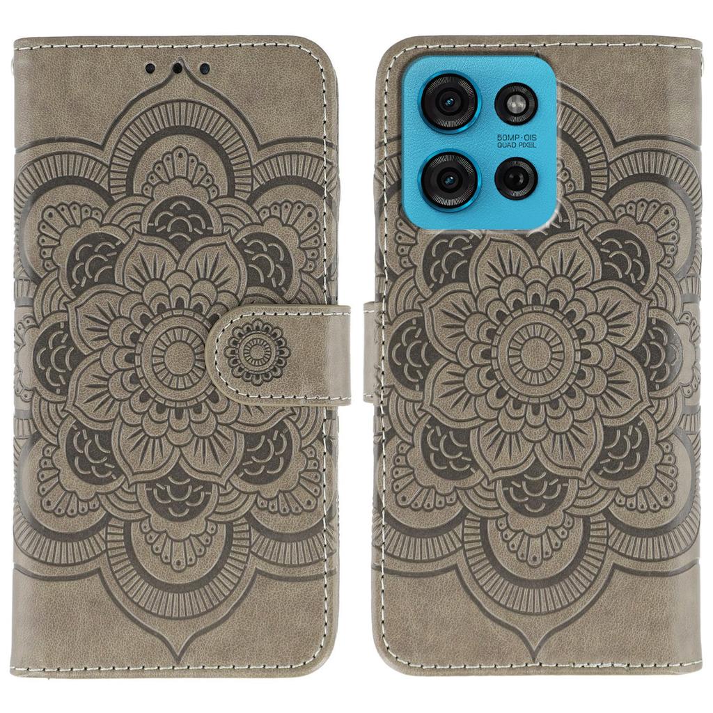 Для Motorola Moto G75 5G Чехол из ПУ кожи с тисненым дизайном мандалы Чехол-кошелек для телефона