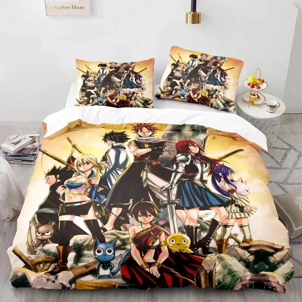3D-принт Fairy Tail Anime Natsu Постельное белье Пододеяльник Постельный комплект Одеяло Наволочка Одеяло King Queen Size Мальчики Взрослые