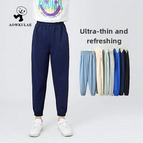 Летние леггинсы в корейском стиле для девочек: Однотонные спортивные брюки с защитой от комаров для детей старшего возраста.