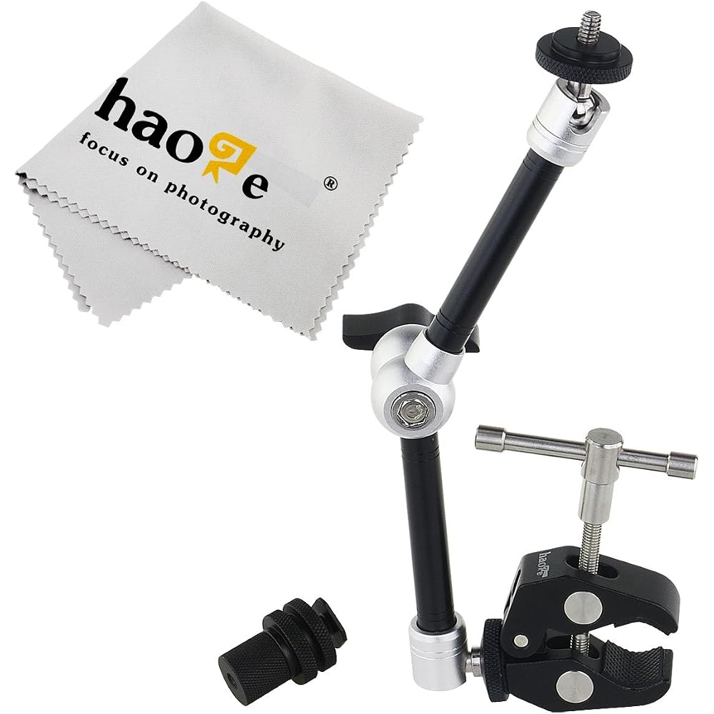 Haoge 11-inch Articulated Friction Magic Arm with Large Clamp Pliers Clip for HDMI LCD Monitors, LED Lights, DSLR Cameras, Video Tripods, Flashlights,