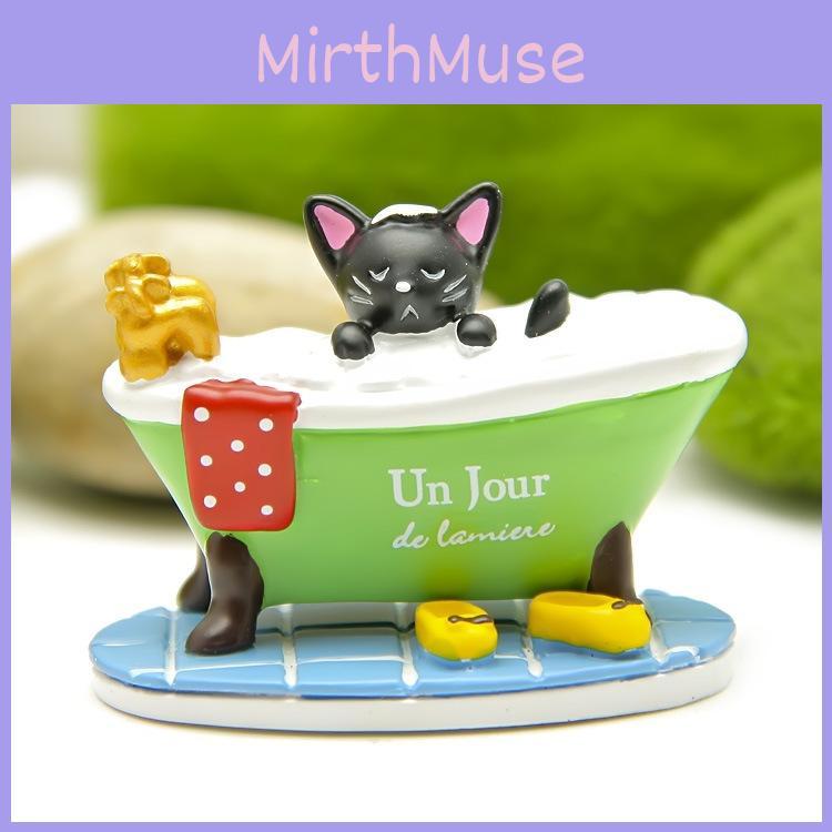 Black Cat Taking A Bath In The Bathtub Resin Ornament For Bathing Scene Photography And Gift Displays