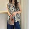 Canvas Vest Camisole Women Summer Vintage Print Thin Sleeveless V-neck Shirt Jacket