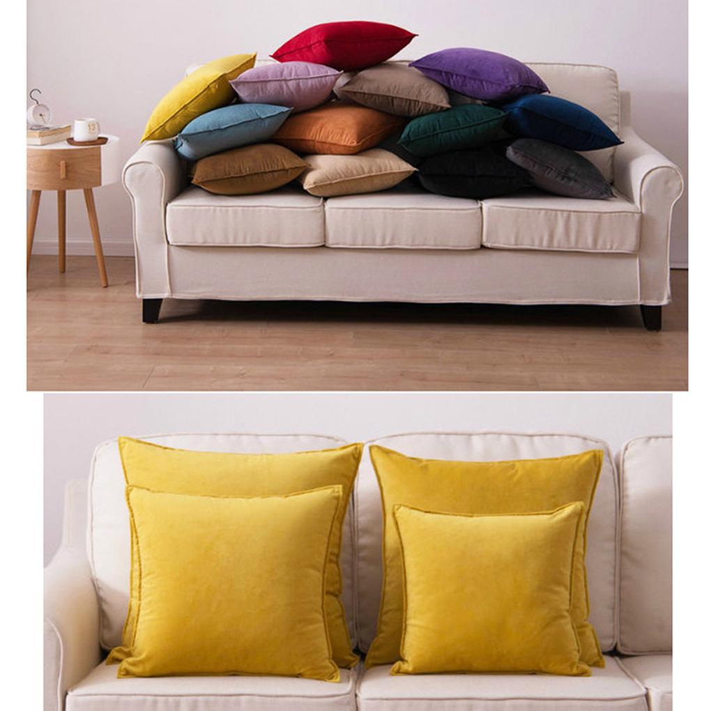 Seat Cushion Cover Solid Color Velvet Replacement Soft Decorative Reusable Zipper Sofa Pillow Case Accessories