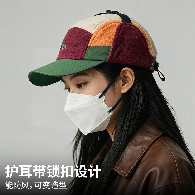 Unisex Winter Fleece Earflap Cap With Short Brim Warm Windproof Hat Outdoor Hiking Cycling